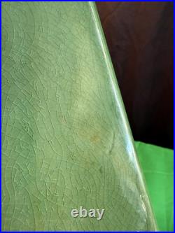 Vintage Mid-century Pottery Table Lamp Green Art Deco 30