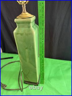 Vintage Mid-century Pottery Table Lamp Green Art Deco 30
