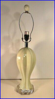 Vintage Modern Art Deco Ceramic and Acrylic Table Lamp & Silk Shade