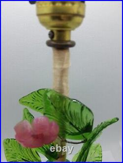 Vintage Murano Singer Venetian Lamp slag glass flowers pink