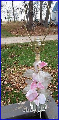 Vintage Murano Venetian Lamp LARGE slag glass flowers pink 1940's