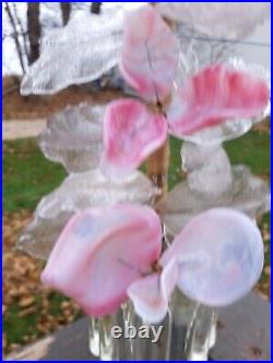 Vintage Murano Venetian Lamp LARGE slag glass flowers pink 1940's