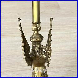 Vintage Nouvea Brass Winged Melusine Torch Wall Scone Fixture Lamp