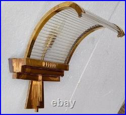 Vintage Old Art Deco Skyscraper Brass & Glass Rod Ship Light Wall Sconces Lamp