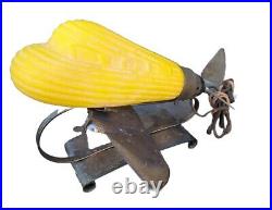 Vintage Original ART DECO Light Lamp DC-3 Airplane Night Untested 1930s Yellow