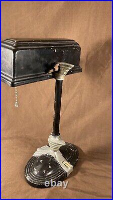 Vintage Original Desk Lamp Art Deco Machine Age Table Black Chrome Bankers 1920s