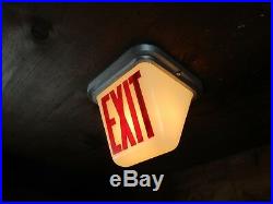 Vintage PERFECLITE EXIT Sign Lamp Light Theater Art Deco glass globe 5 AVAILABLE