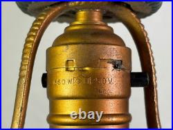 Vintage Pair Of 2 Art Deco Cast Iron Lamps With Ornate Floral Design WORKING