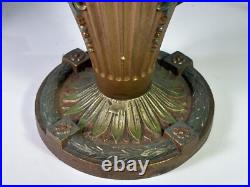 Vintage Pair Of 2 Art Deco Cast Iron Lamps With Ornate Floral Design WORKING