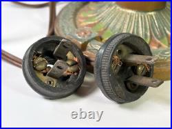 Vintage Pair Of 2 Art Deco Cast Iron Lamps With Ornate Floral Design WORKING