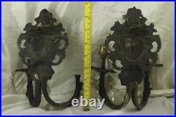 Vintage Pair Of Brass Lamps Holder Art Woman's Face, Bow European Lighting
