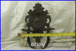 Vintage Pair Of Brass Lamps Holder Art Woman's Face, Bow European Lighting