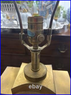 Vintage Pair Quality Brass Art Deco Modernist Square Lamps 24 Tall