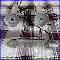 Vintage Pair of TORPEDO GLASS LAMPS + BED LIGHT Art Deco Bullet Skyscrapers