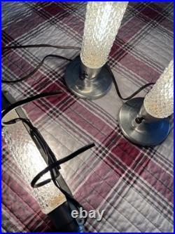 Vintage Pair of TORPEDO GLASS LAMPS + BED LIGHT Art Deco Bullet Skyscrapers