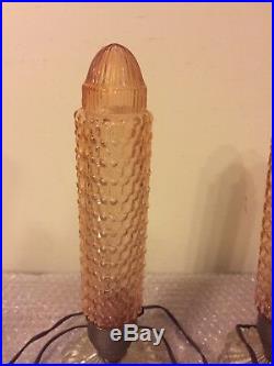 Vintage Pink Art Deco Glass Bullet Boudoir Vanity Lamps Free Shipping