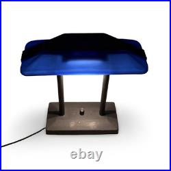 Vintage Postmodern Blue Glass Desk Lamp Art Deco Memphis Style Light