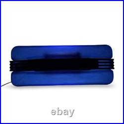 Vintage Postmodern Blue Glass Desk Lamp Art Deco Memphis Style Light