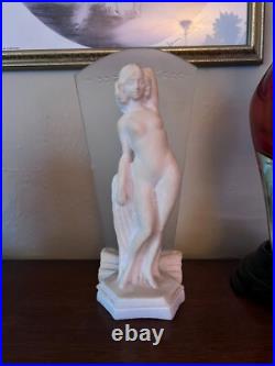 Vintage RARE & UNIQUE Art Deco Alabaster Nude Woman Lamp Night Light