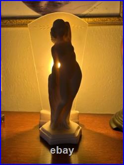Vintage RARE & UNIQUE Art Deco Alabaster Nude Woman Lamp Night Light
