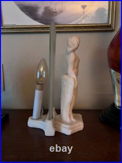 Vintage RARE & UNIQUE Art Deco Alabaster Nude Woman Lamp Night Light
