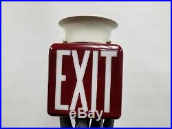 Vintage Rare Art Deco Ruby Glass Exit Movie Office Theatre Lamp Light Globe Sign