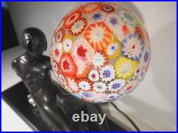 Vintage Rare JB Hirsch Art Deco Collection Francaise Nude Holding Globe Lamp