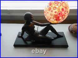 Vintage Rare JB Hirsch Art Deco Collection Francaise Nude Holding Globe Lamp