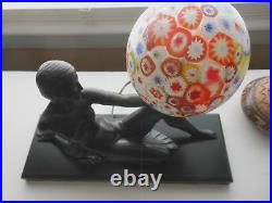 Vintage Rare JB Hirsch Art Deco Collection Francaise Nude Holding Globe Lamp