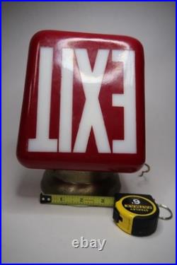 Vintage Red Glass EXIT Light Fixture Theater Commercial Sign Metal Housing B11