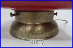 Vintage Red Glass EXIT Light Fixture Theater Commercial Sign Metal Housing B11