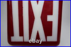 Vintage Red Glass EXIT Light Fixture Theater Commercial Sign Metal Housing B11