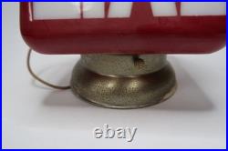 Vintage Red Glass EXIT Light Fixture Theater Commercial Sign Metal Housing B11
