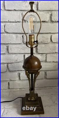 Vintage Robert Abbey Art Deco Brown And Gold MCM Table Lamp 25
