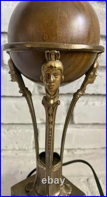 Vintage Robert Abbey Art Deco Brown And Gold MCM Table Lamp 25