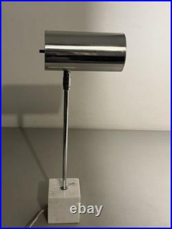 Vintage Robert Sonneman Italy Marble Base Table Lamp Art Deco Chrome