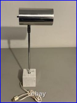 Vintage Robert Sonneman Italy Marble Base Table Lamp Art Deco Chrome