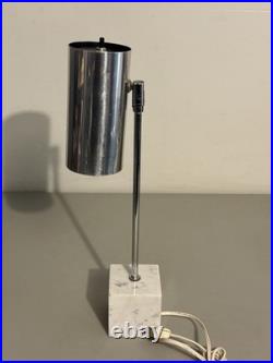 Vintage Robert Sonneman Italy Marble Base Table Lamp Art Deco Chrome