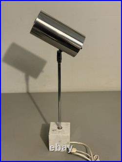 Vintage Robert Sonneman Italy Marble Base Table Lamp Art Deco Chrome