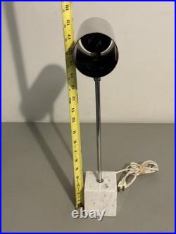 Vintage Robert Sonneman Italy Marble Base Table Lamp Art Deco Chrome