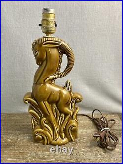 Vintage Royal Haegar Art Deco MCM Lamp Impala Deer Gazelle Brown Ceramic