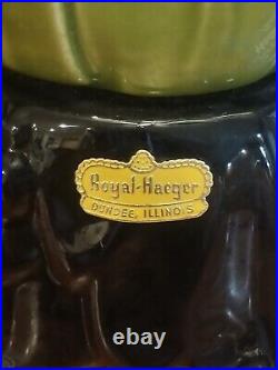 Vintage Royal Haeger 1950's Petal Art Deco Green Honey Glaze TV Lamp With Tags