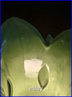 Vintage Royal Haeger 1950's Petal Art Deco Green Honey Glaze TV Lamp With Tags