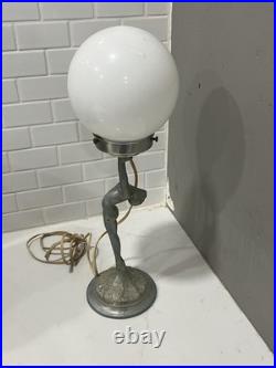 Vintage Sarsaparilla Aluminum Metal Art Deco Lamp Base with Shade 18 Read