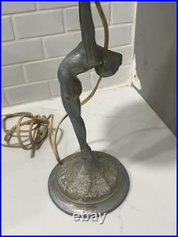 Vintage Sarsaparilla Aluminum Metal Art Deco Lamp Base with Shade 18 Read