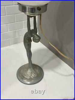 Vintage Sarsaparilla Aluminum Metal Art Deco Lamp Base with Shade 18 Read