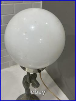 Vintage Sarsaparilla Aluminum Metal Art Deco Lamp Base with Shade 18 Read