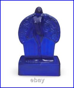 Vintage Sarsaparilla Art Deco Cobalt Blue Fan Dancer Glass Table Lamp RARE McKee