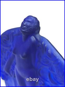 Vintage Sarsaparilla Art Deco Cobalt Blue Fan Dancer Glass Table Lamp RARE McKee