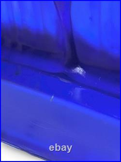 Vintage Sarsaparilla Art Deco Cobalt Blue Fan Dancer Glass Table Lamp RARE McKee